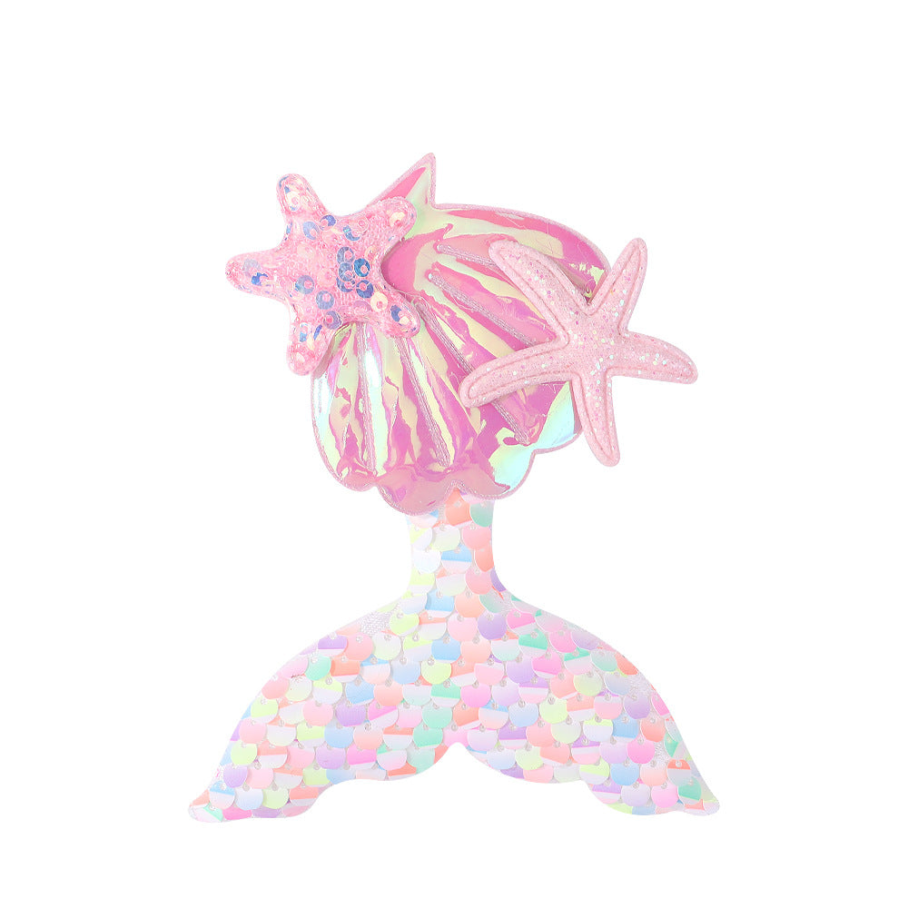 Wholesale Cartoon Mermaid Sequin Cloth Hair Clips